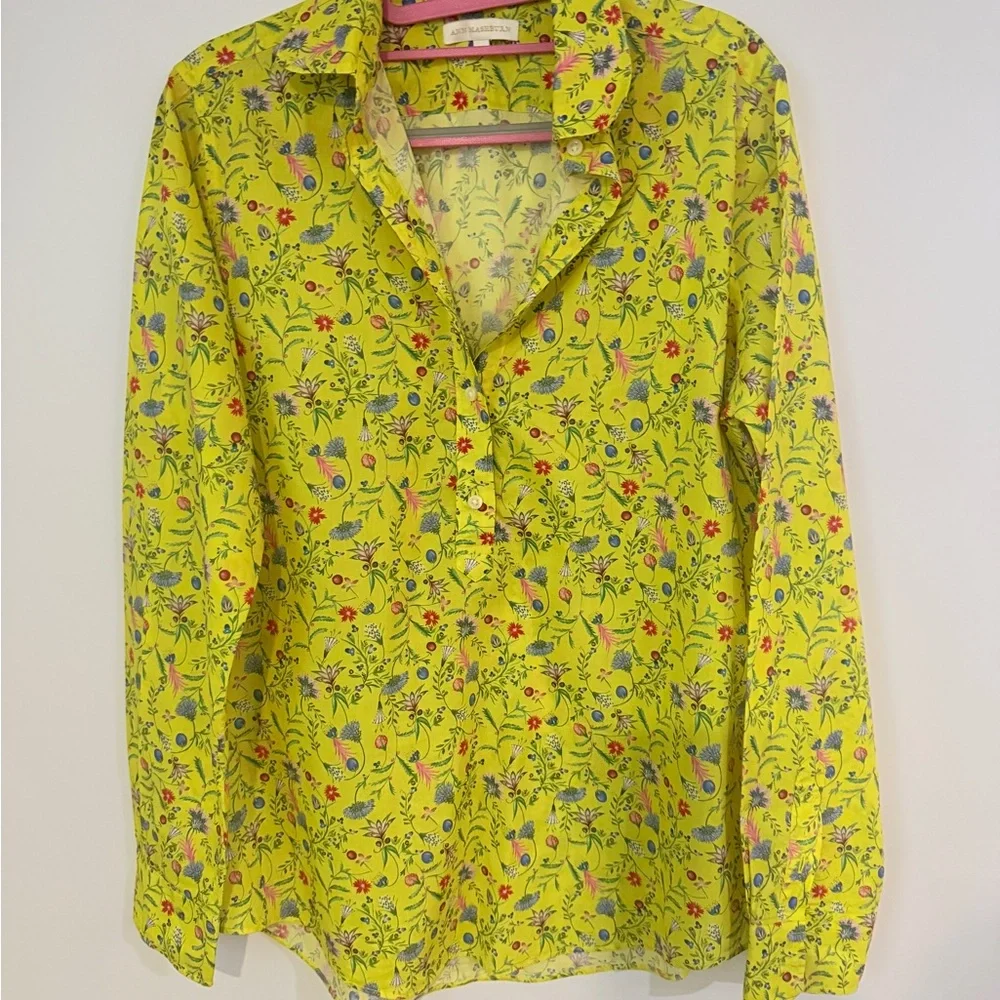 ANN MASHBURN Yellow Long Sleeve Button Down Shirt